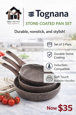 مطبخ في مدينة بيروت - طقم مقالي توجنانة بطبقة حجرية | Tognana Stone-Coated Pan Set