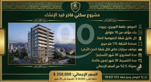 Apartments for sale dans Nowayri - شقق قيد الانشاء للبيع