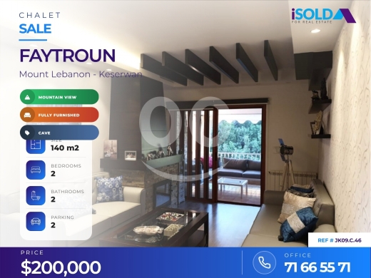 العقارات الأخرى في فيترون - A decorated furnished 140 m2 chalet +open mountain view 4sale in satility Faytroun/JK09.C.46