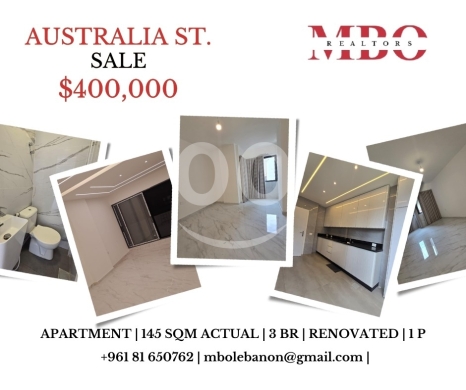 Apartments for sale dans Ras-Beyrouth - شقة مجددة بالكامل للبيع في الروشة 150م&sup2; | Fully Renovated Apartment for Sale in Raouche 150sqm