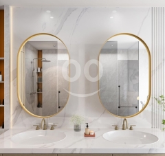 Oval Mirror Cabinet with Gold Frame | خزانة مرآة بيضاوية بإطار ذهبي