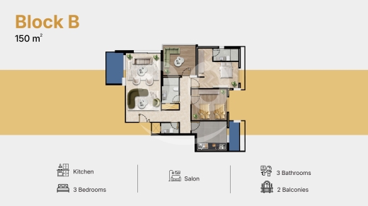 شقق للبيع في Boulvard - شقة 150 متر مربع في طه سنتر (Block B) - طرابلس | 150sqm Apartment in Taha Center (Block B) - Tripoli