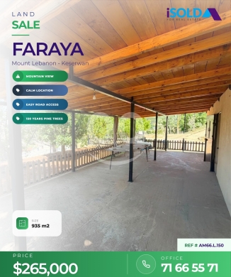Lands for sale dans Faraya - A 935 m2 land having an open mountain view for sale in Faraya