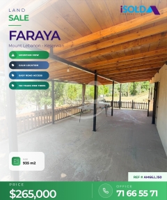 A 935 m2 land having an open mountain view for sale in Faraya