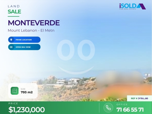 Lands for sale in Monteverde - A 793 m2 land having an open sea view for sale in Monteverde/ JY19.L.80