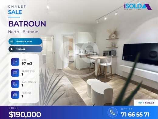Other real estate in Batroun - 87 m&sup2; Chalet with Terrace &amp; Open Sea View for sale in Batroun / GS19.C.1