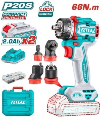Outils et matériaux de bricolage dans Tripoli - مفك ودريل لاسلكي توتال 20 فولت مع رؤوس متعددة وملحقات | TOTAL 20V Cordless Brushless Drill Driver