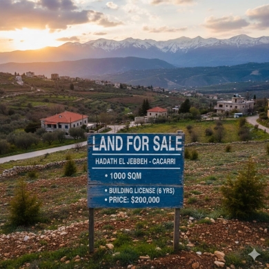 Lands for sale in Hadeth el-Joubbeh - Investment opportunity Land for Sale in Hadath El Jebbeh- Bcharri