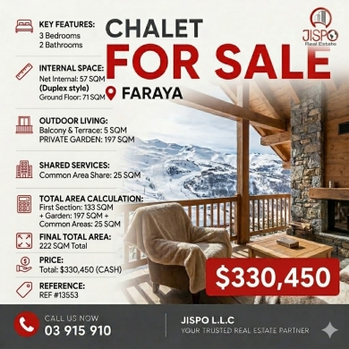 Villas for sale in Faraya - Duplex Chalet Under Construction for Sale in Faraya &ndash; Keserwan