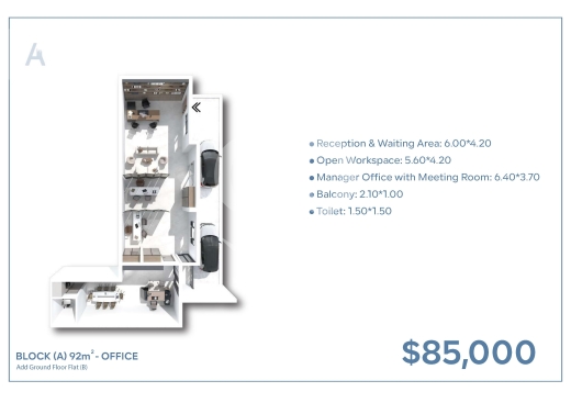 مكتب 92م للبيع بـ 85,000$ | 92sqm Office for Sale at $85,000