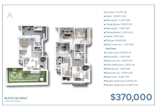 شقة دوبلكس 330م مع حديقة بـ 370,000$ | 330sqm Duplex Flat with Garden $370k