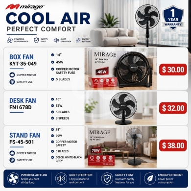 مراوح التبريد ومكيفات الهواء الذكية من ميراج مع ضمان لمدة عام | MIRAGE Cooling Fans & Sma… — 3