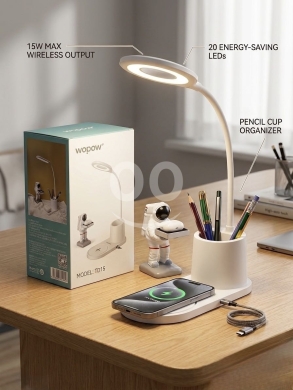مصباح مكتبي متعدد الوظائف مع شحن لاسلكي WOPOW TD15 | WOPOW TD15 - Multifunctional Lamp