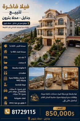 فيلا فاخرة واسعة للبيع مع حديقة وإطلالات بحرية وجبلية | Spacious Luxury Villa for Sale