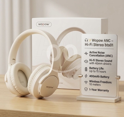 Wopow ANC Hi-Fi Stereo BTS01 Headphones | سماعات لاسلكية ووبو ANC هاردوير صوت نقي — 2