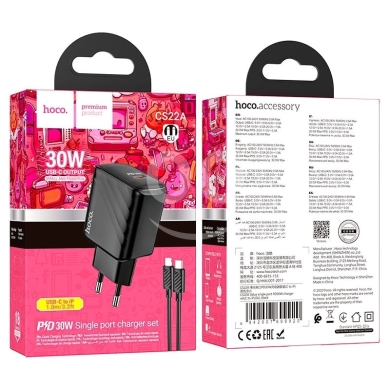 شاحن حائط سريع CS22A بقوة 30 واط مع كابل تايب سي إلى لايتنينج | Fast Wall Charger CS22A 30W