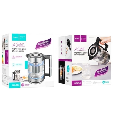 HOCO electric kettle 1.8l boron glass/stainless steel