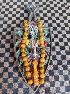 مسبحة تراب كهرب ضغط لون ضبعة دبس وراشي | Amberoid Kehrbar Prayer Beads