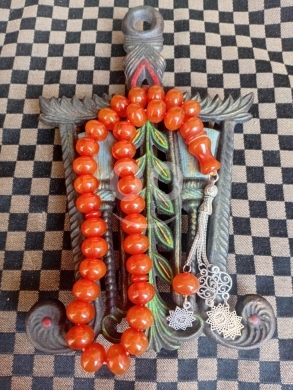 مسبحة فاتوران تركي شفاف قديمة بلون ترمسي أصيل | Vintage Turkish Faturan Rosary