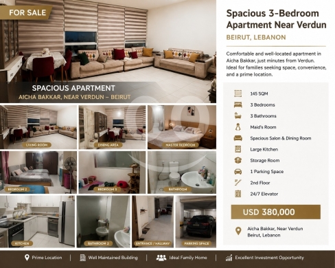 شقة للبيع في فردان بيروت | Apartment for Sale in Verdun Beirut