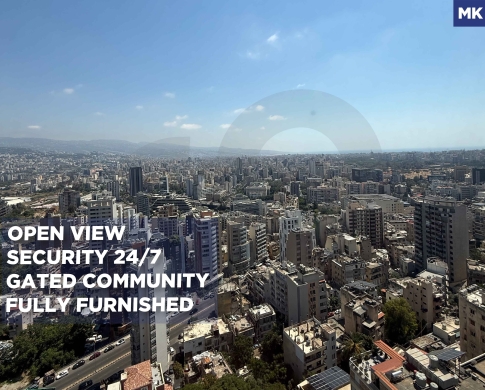 RENT/BREATHTAKING OPEN VIEWS/24/7 security/ fully furnished/ACHRAFIEH,BEIRUT/اشرفيه/ REF#MK138894 !