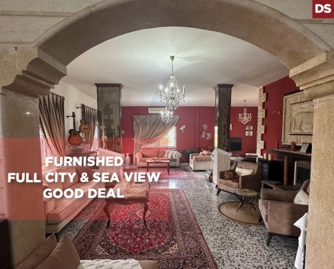 Full city & sea view, furnished, saida, Qaryeh/القرية REF#DS136378