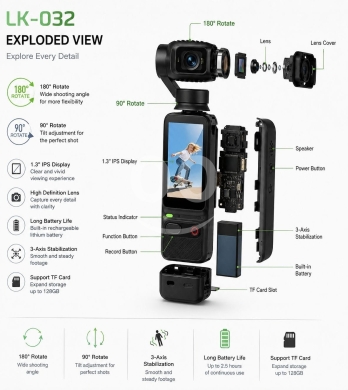 كاميرا صغيرة محمولة LK-032 للتصوير الاحترافي | LK-032 Compact Camera