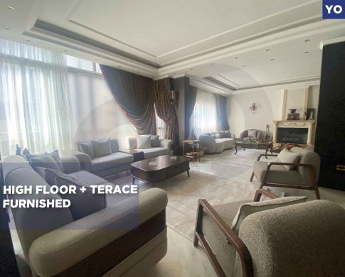 RENTAL DEAL/FURNISHED/High floor + Terace/SANAYEH,BEIRUT/ الصنايع/REF#YO140099 !