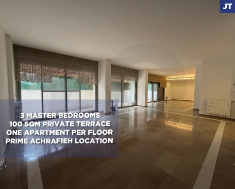 Spacious Apartment for Rent/Prime Location/100 SQM Terrace/Beirut/Achrafieh-الأشرفية/REF#JT140117