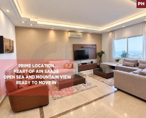OPEN SEA AND MOUNTAIN VIEW IN AIN SAADEH,METN/عين سعادة/Fully equipped AND furnished / REF#PH140238 !