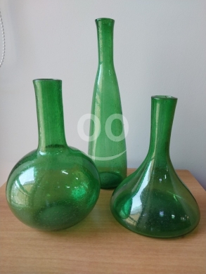المنزل والحديقة في فردان - فازات زجاجية خضراء أنيقة طقم 3 قطع | Elegant Set of 3 Green Glass Vases