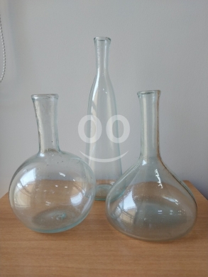 المنزل والحديقة في فردان - طقم ٣ قوارير زجاجية مخبرية قديمة للديكور | Set of 3 Vintage Lab Glass Flasks Decor
