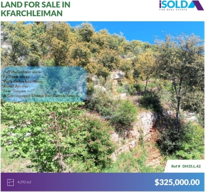 Lands for sale in Kfar Chliman - 4292m2 land+ountain/sea view 4sale in Kfarchleiman-أرض في كفرشليمان