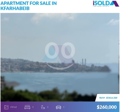 Apartments for sale in kfarhbeib - 210m2 apartment+sea view 4 sale in Kfarhbab/keserwan -شقة للبيع كسروان