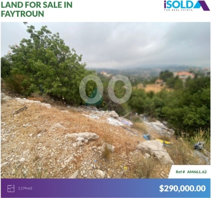 Lands for sale in Feytroun - 1174m2 Land+Mountain View 4sale in Faytroun - أرض للبيع في فيطرون