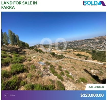 Lands for sale in Fakra - 782m2 Land+Mountain View |Prime Location|4sale in Faqra - أرض في فقرا