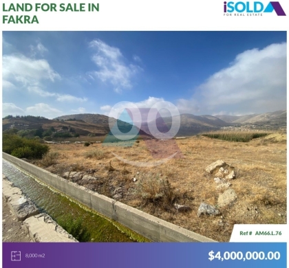 Lands for sale in Fakra - 8000m2 Land+Mountain View |Prime Location|4sale in Faqra - أرض في فقرا