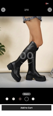 حذاء بوت جلدي طويل بفتحة خلفية | Women's Thick Sole Over-the-Knee Riding Boots — 4