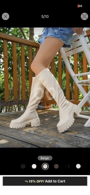 الملابس، الأحذية والزينة في عبده - حذاء بوت جلدي طويل بفتحة خلفية | Women&#039;s Thick Sole Over-the-Knee Riding Boots