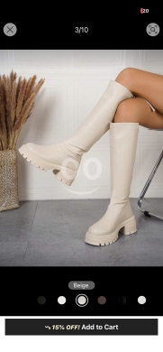 حذاء بوت جلدي طويل بفتحة خلفية | Women's Thick Sole Over-the-Knee Riding Boots — 2