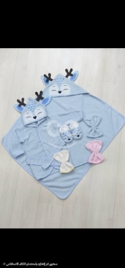 طقم حمام مواليد ملكي قطن 100% بتصميم التاج | 100% Cotton Royal Baby Bath Set with Crown D… — 4