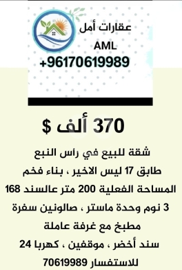 Apartments for sale in Bechara El Khoury - شقة للبيع في بيروت بناء فخم جدا في راس النبع موقع مميز 70619989