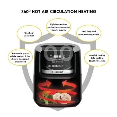 ELEMENTS 6.5L Digital Air Fryer - German Standard Countertop Oil-Free Fryer | Preset… — 5