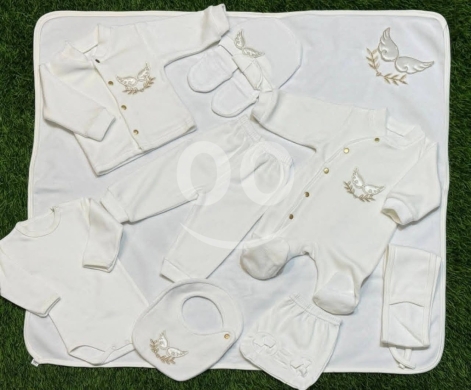 طقم ملابس شتوي للأطفال 3 قطع - أزرق ومارون | 3-Piece Baby Winter Clothing Set - Blue & Ma… — 3
