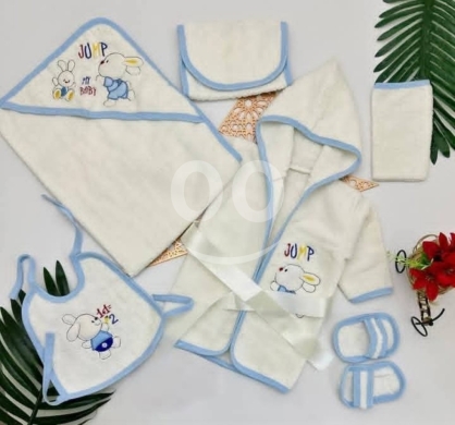 طقم ملابس شتوي للأطفال 3 قطع - أزرق ومارون | 3-Piece Baby Winter Clothing Set - Blue & Ma… — 4