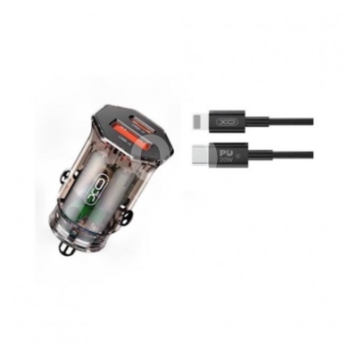 XO - CC50 Clear Car Charger PD 30W QC 24W 1x USB 1 x USB-C + USB-C - Lightning Cable — 2