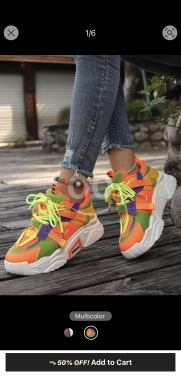 حذاء رياضي نسائي بني بنعل سميك وتصميم عصري | Women's Thick Sole Mesh Breathable Sneakers — 4