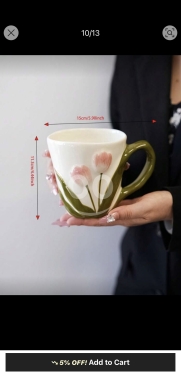 أكواب السيراميك المزينة بنقوش التوليب البارزة | Handcrafted Tulip Ceramic Mugs — 2