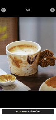 أكواب السيراميك الكلاسيكية المزينة بزهور بارزة | Creative Floral Embossed Ceramic Mug — 2