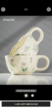 Cuisine dans Abdeh - أكواب "شوكسيلا" السيراميك بنقوش الزهور | Choxila Flower Style Ceramic Mugs
